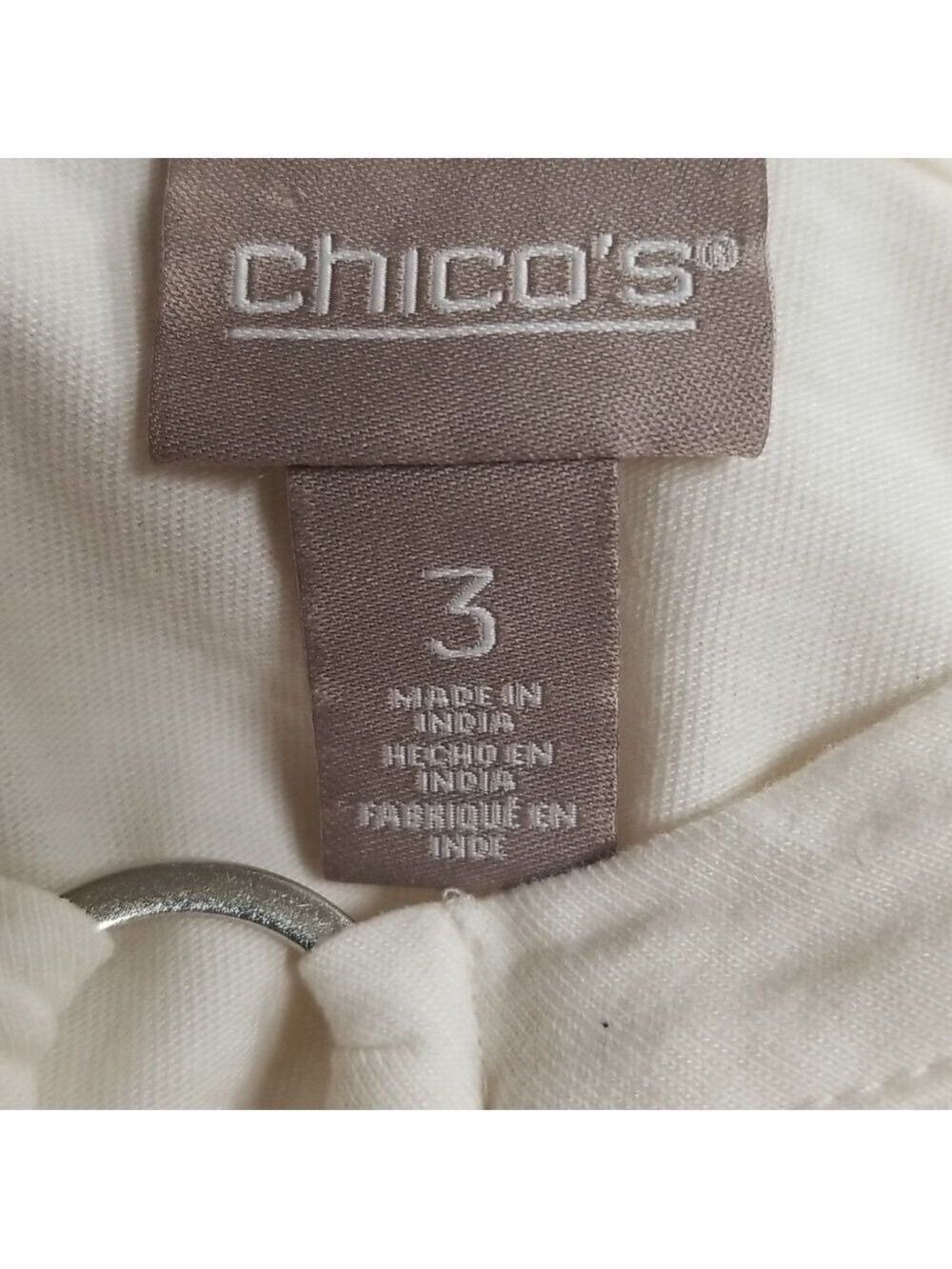 Chico's Long Sleeve Ivory Top SZ Large - Picture 5 of 7